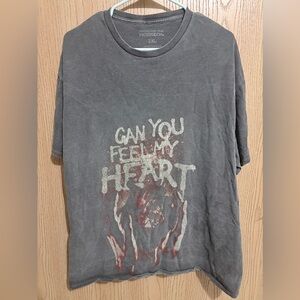 Gray Bring Me The Horizon Graphic T-Shirt with Heart Design